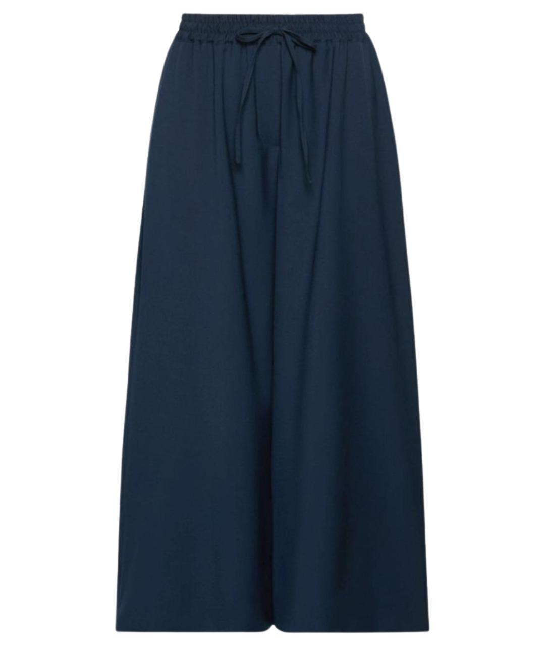 WEEKEND MAX MARA Темно-синие шерстяные брюки широкие, фото 1