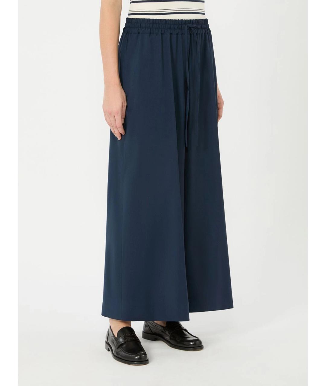 WEEKEND MAX MARA Темно-синие шерстяные брюки широкие, фото 3