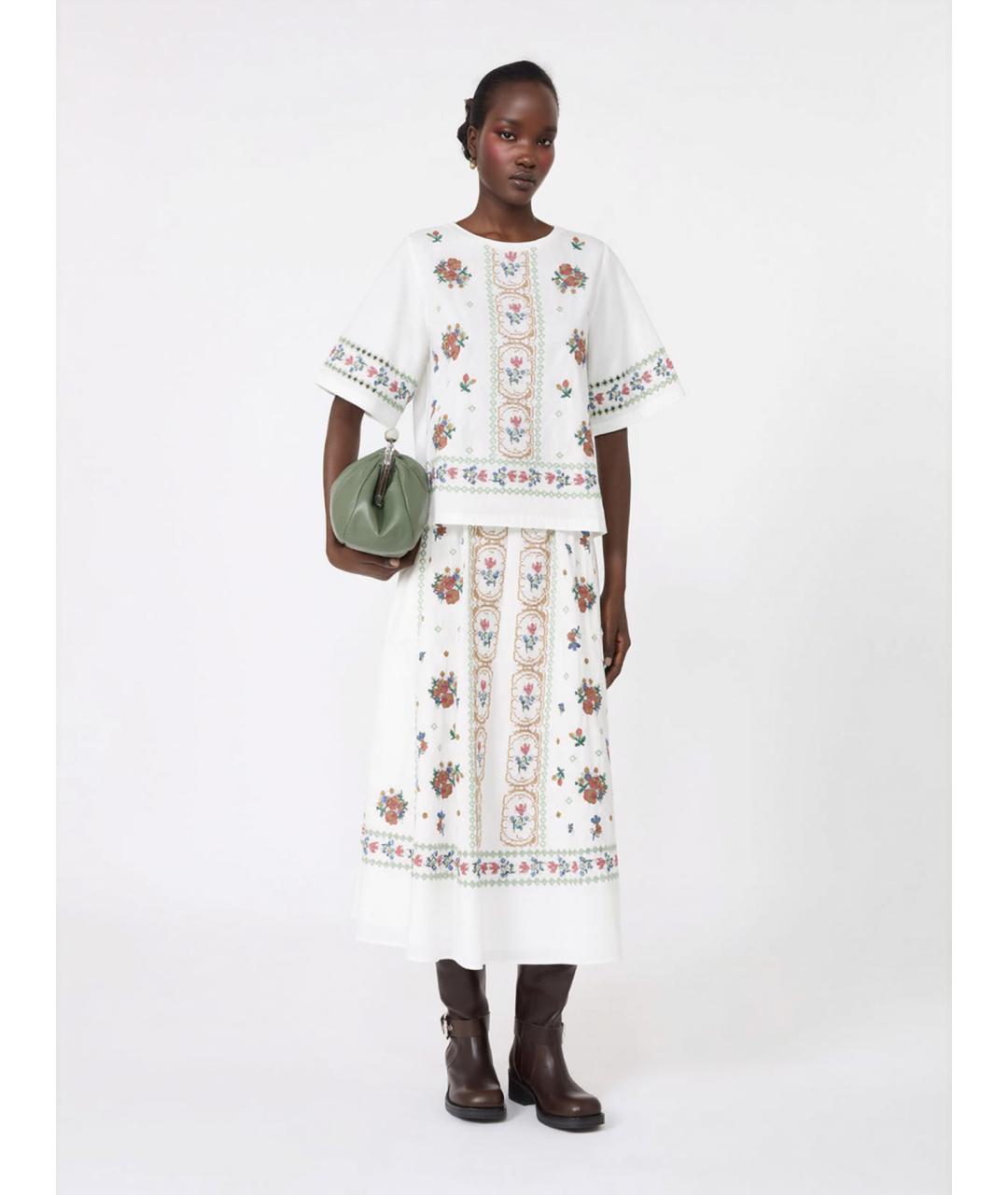 WEEKEND MAX MARA Мульти хлопковая юбка миди, фото 2