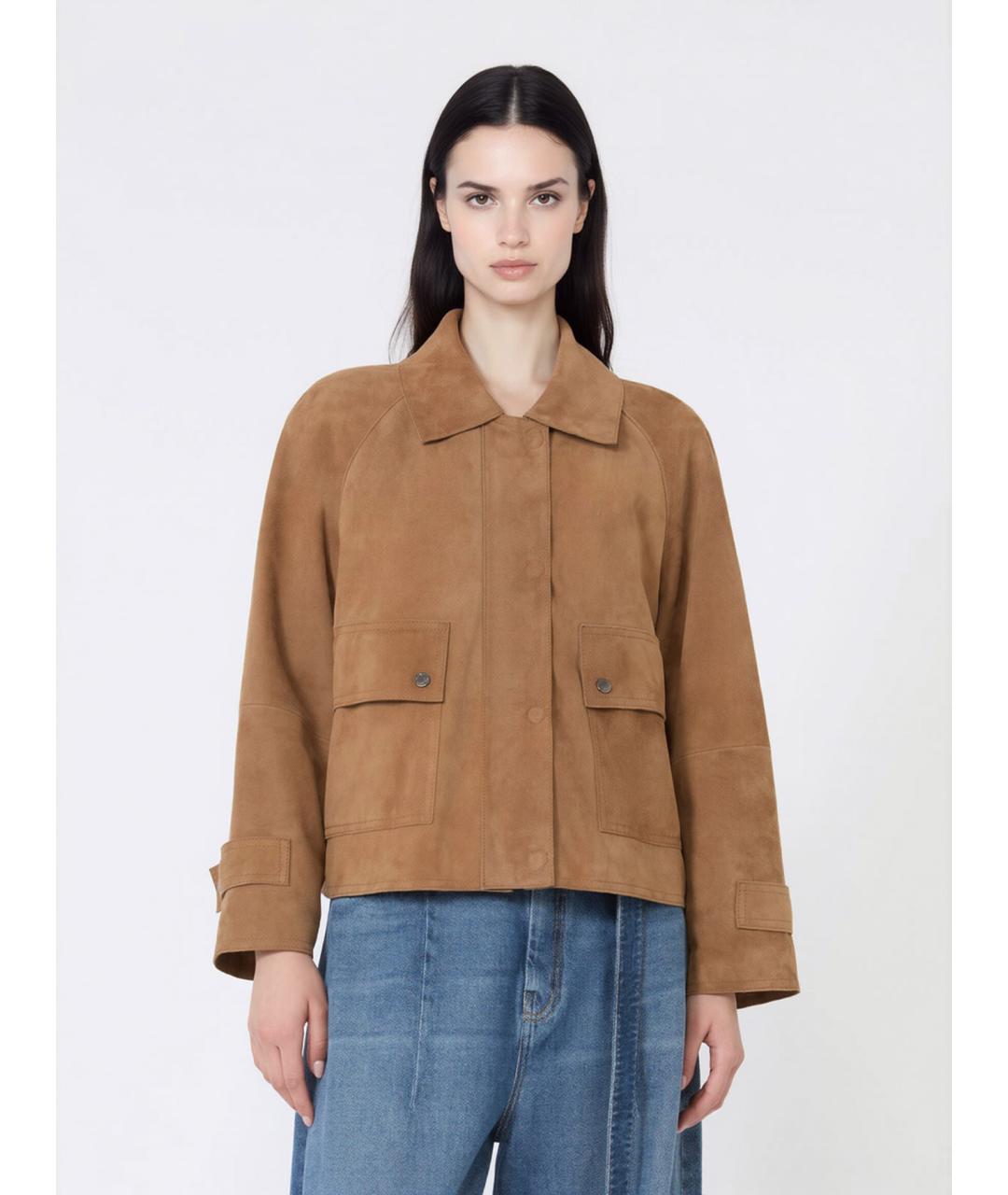 WEEKEND MAX MARA Коричневая замшевая куртка, фото 3