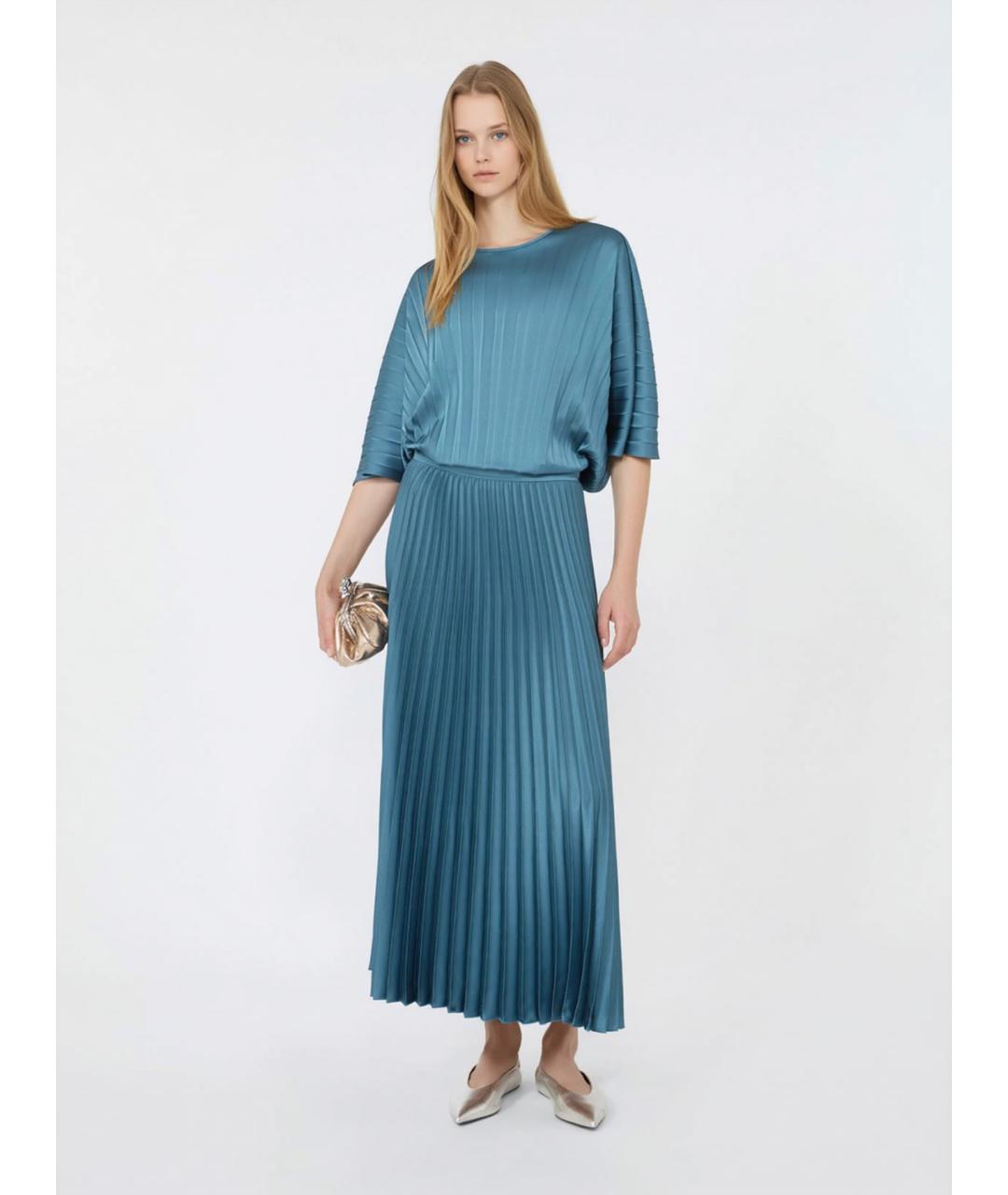 WEEKEND MAX MARA Синяя полиэстеровая юбка миди, фото 2