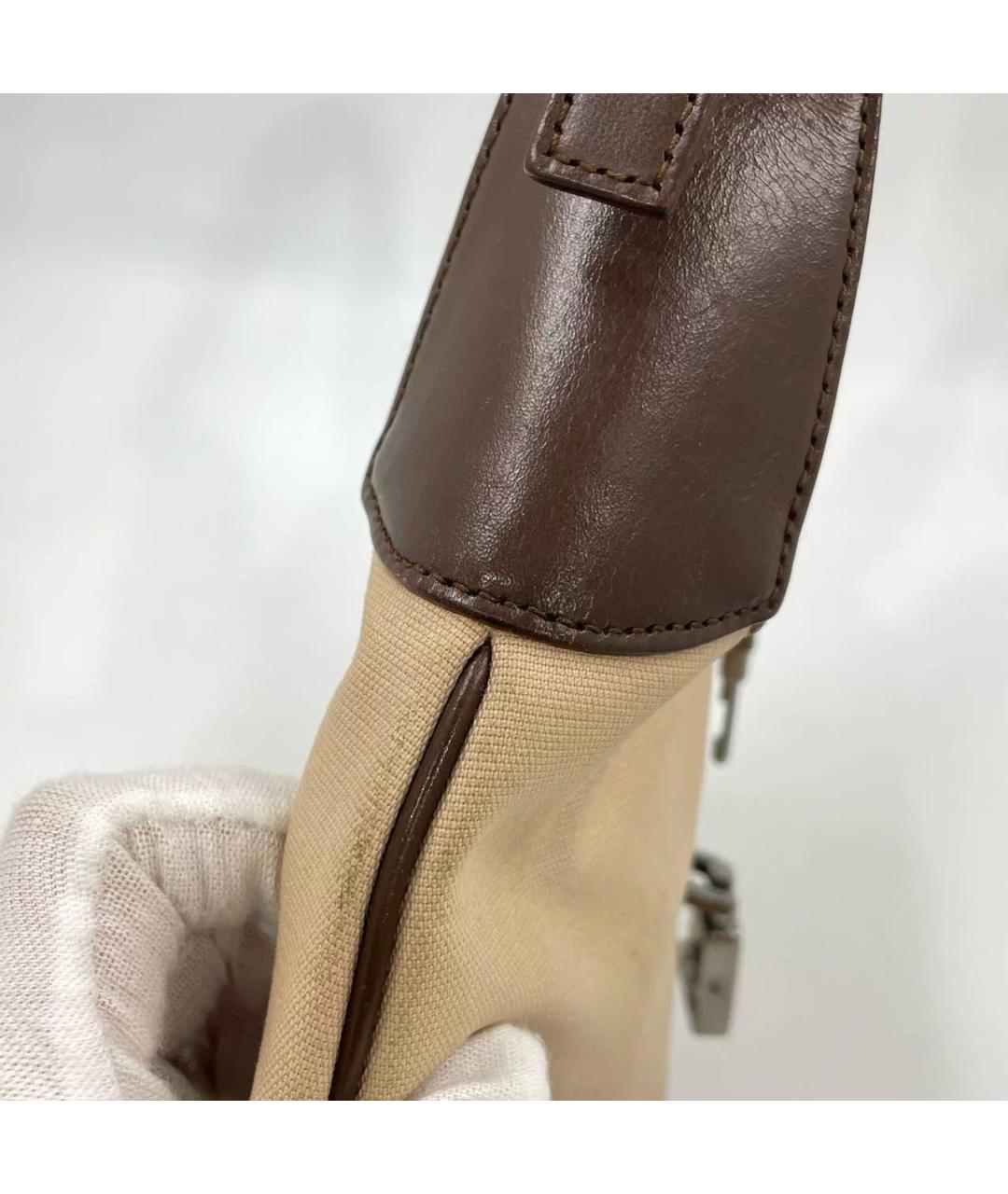 GUCCI Бежевая сумка с короткими ручками из канвы, фото 8