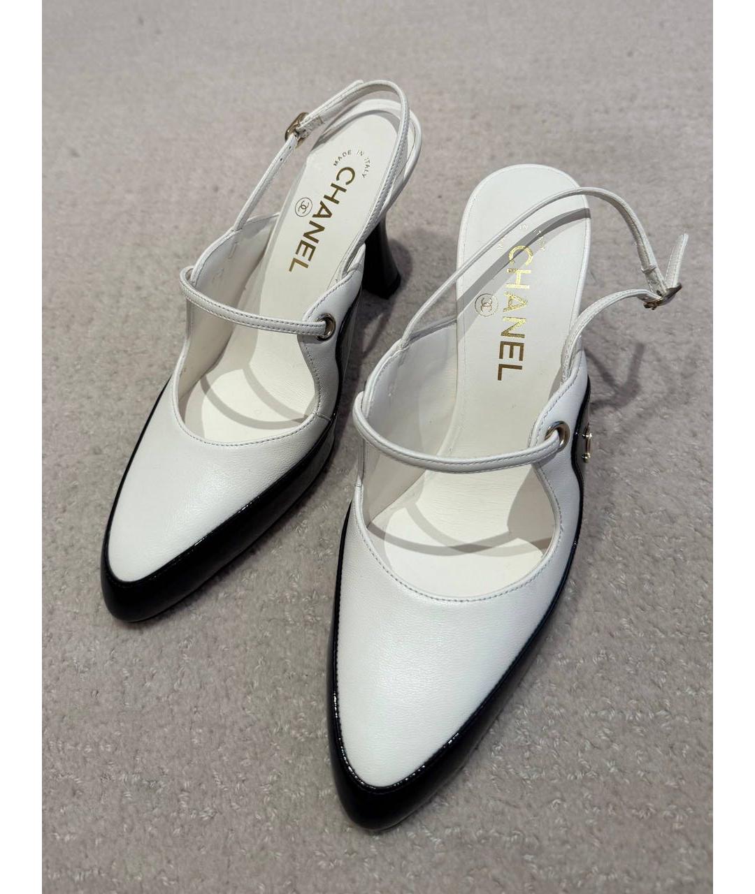 CHANEL Белые кожаные туфли, фото 4