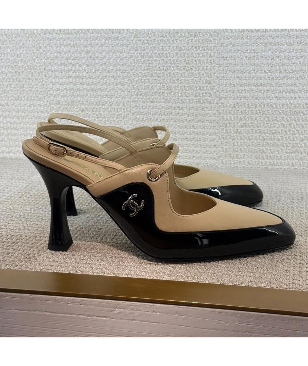 CHANEL Бежевые кожаные туфли, фото 2