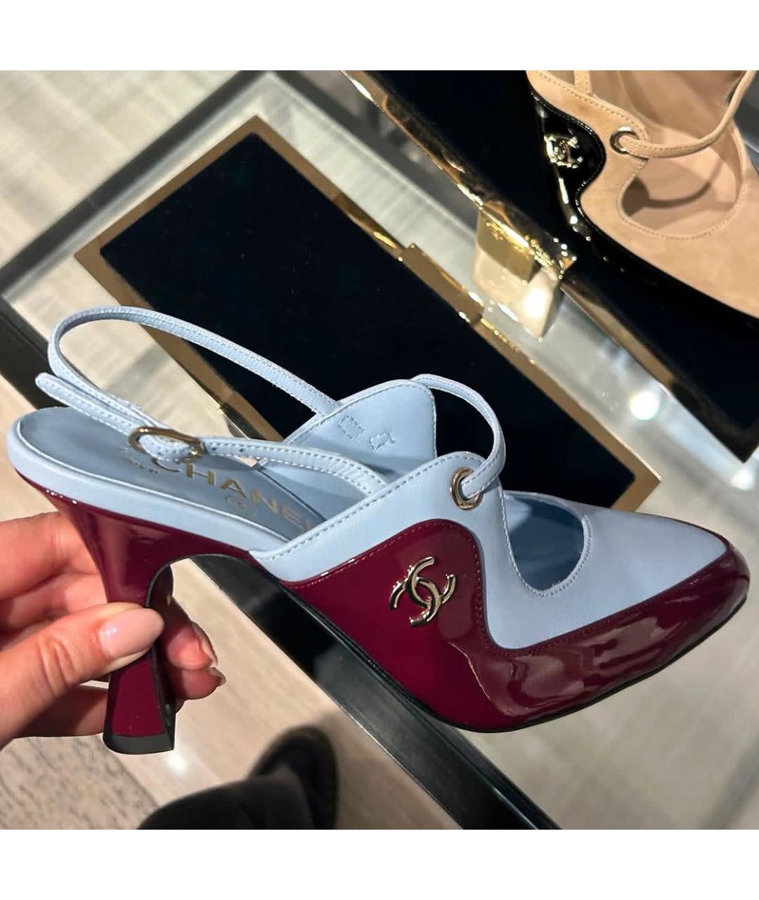 CHANEL Голубые кожаные туфли, фото 5
