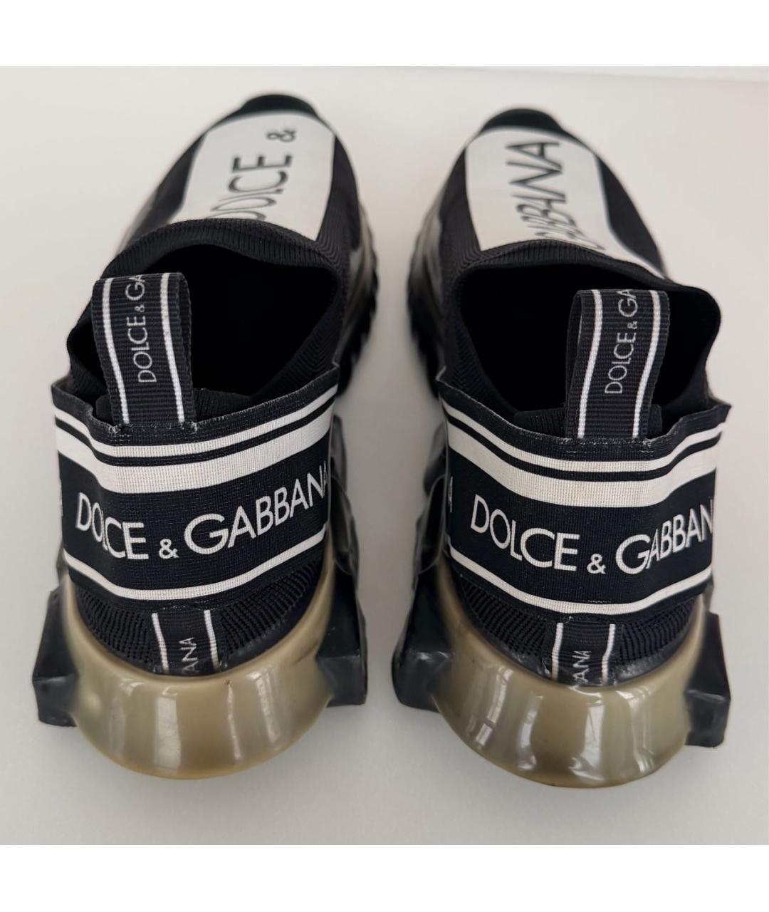 DOLCE&GABBANA Черные текстильные низкие кроссовки / кеды, фото 3
