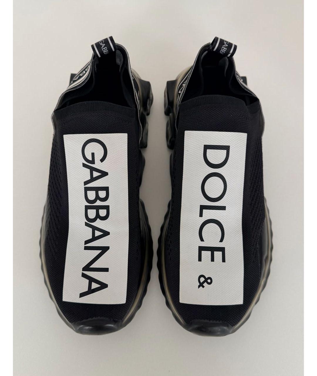 DOLCE&GABBANA Черные текстильные низкие кроссовки / кеды, фото 2