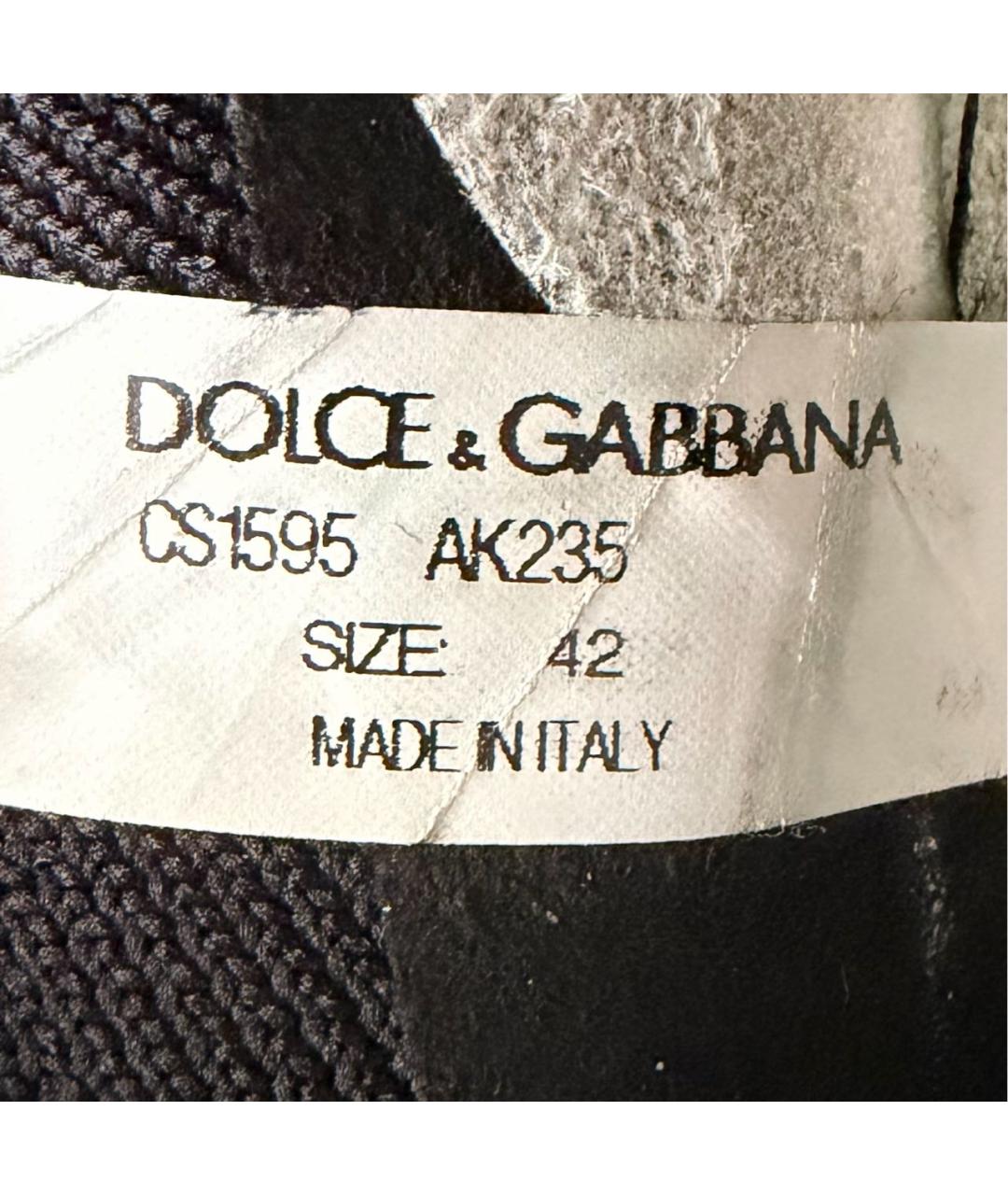DOLCE&GABBANA Черные текстильные низкие кроссовки / кеды, фото 4