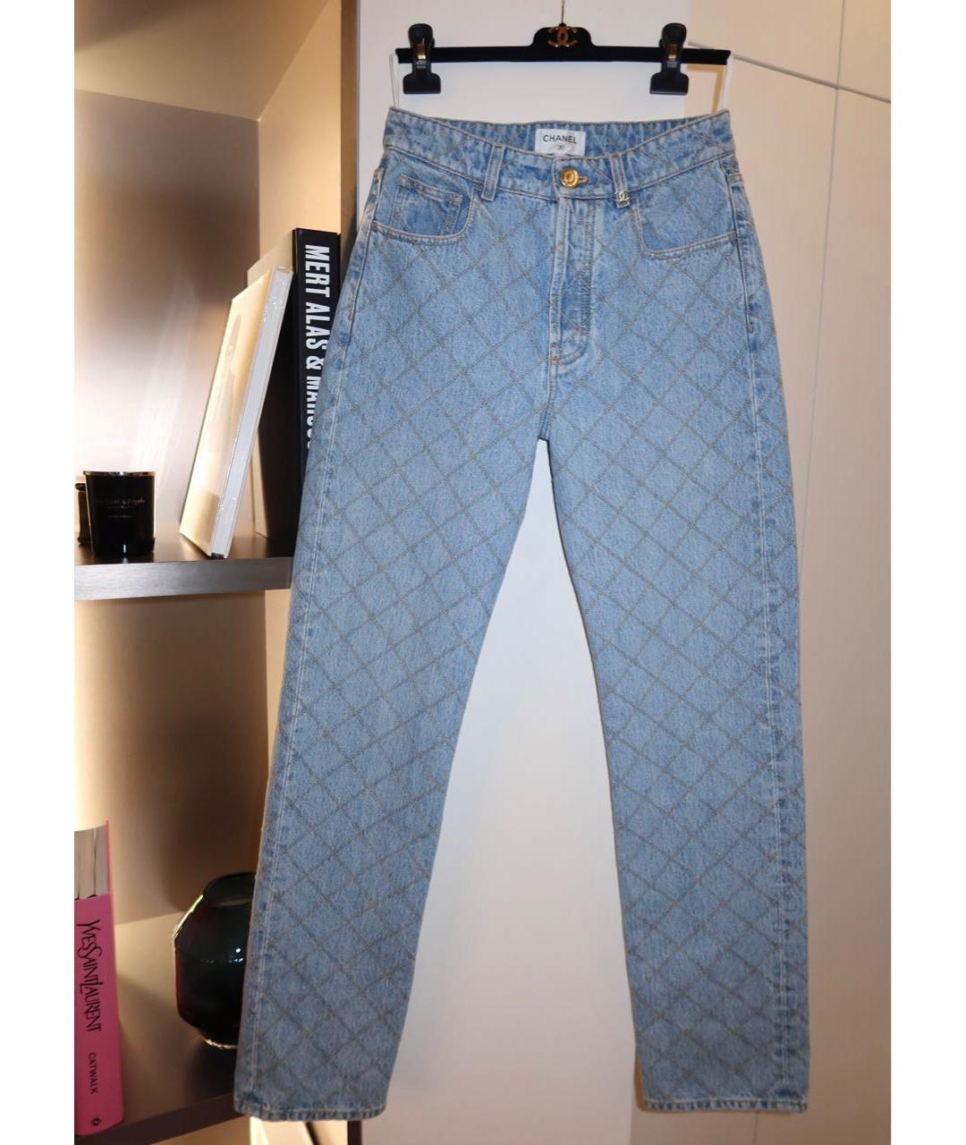 CHANEL Голубые хлопковые прямые джинсы, фото 5