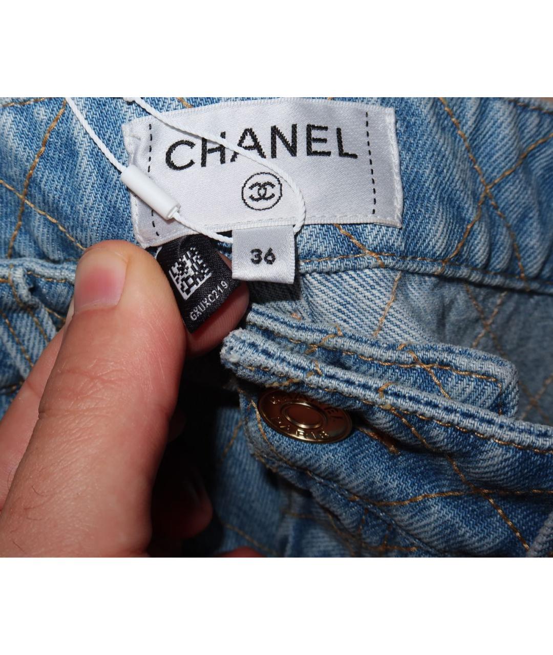 CHANEL Голубые хлопковые прямые джинсы, фото 3