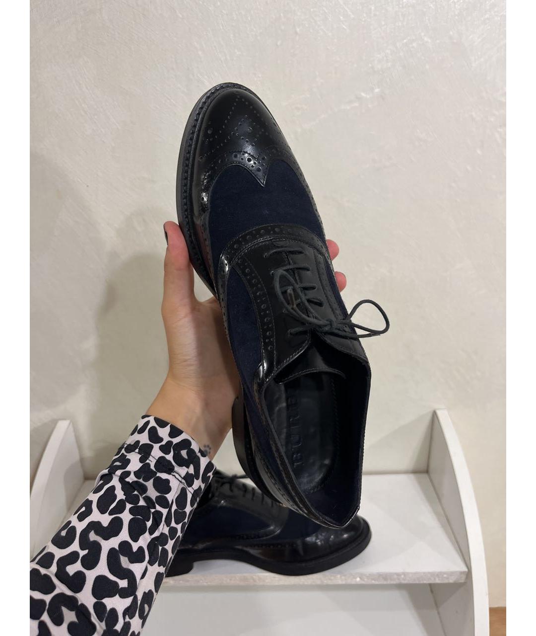 BURBERRY Черные кожаные брогги и оксфорды, фото 3