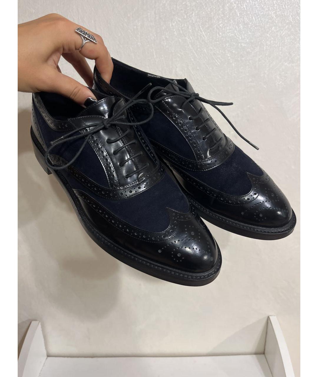 BURBERRY Черные кожаные брогги и оксфорды, фото 2