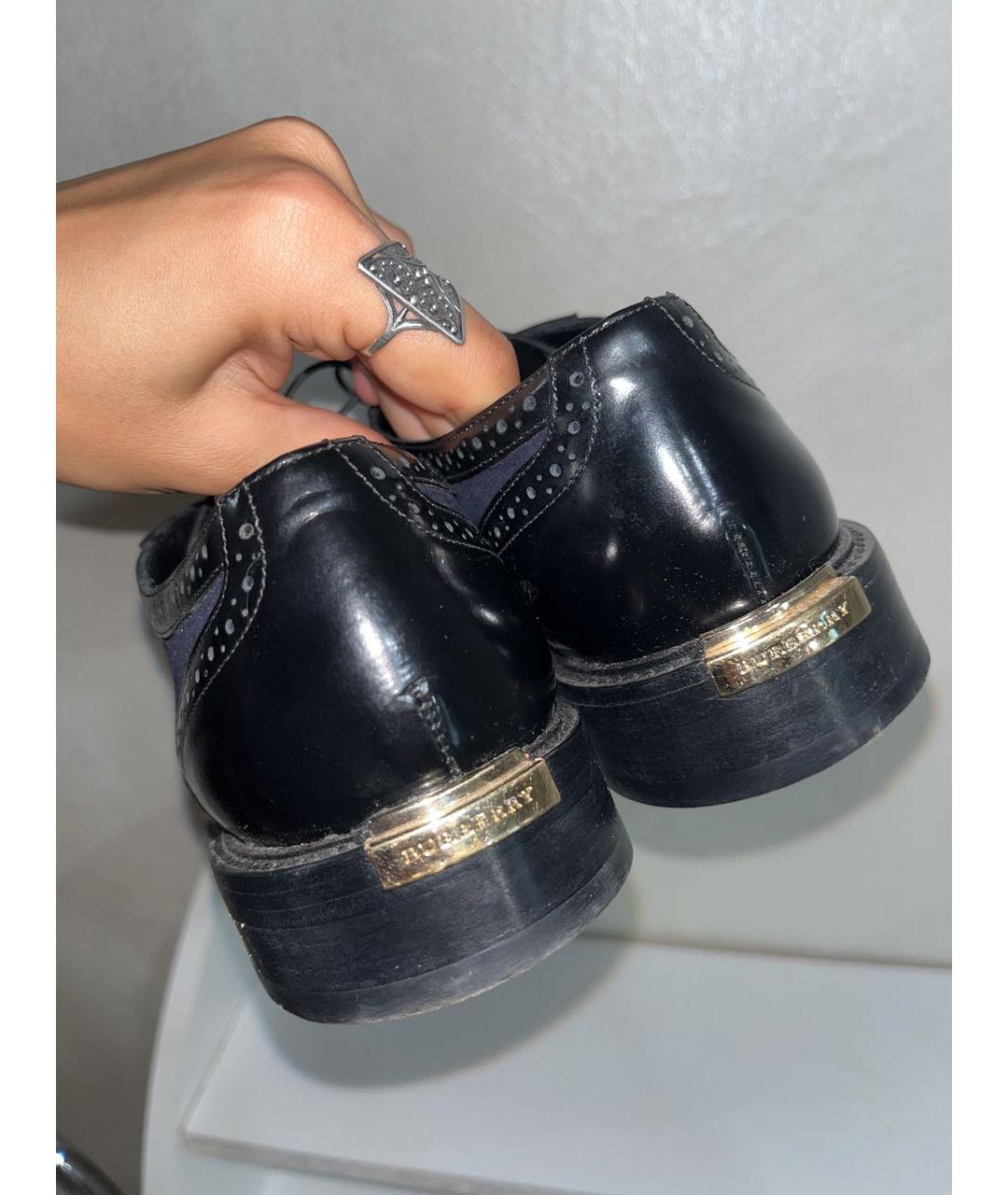 BURBERRY Черные кожаные брогги и оксфорды, фото 4