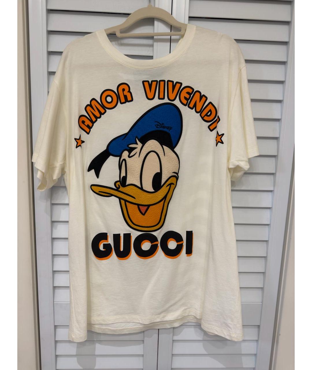 GUCCI Белая хлопковая футболка, фото 7