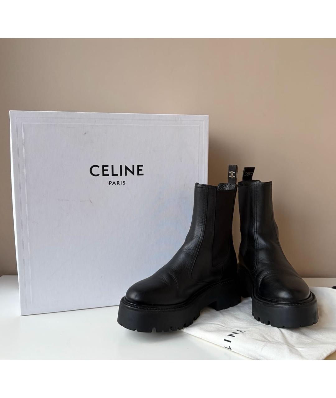 CELINE Черные кожаные ботинки, фото 2