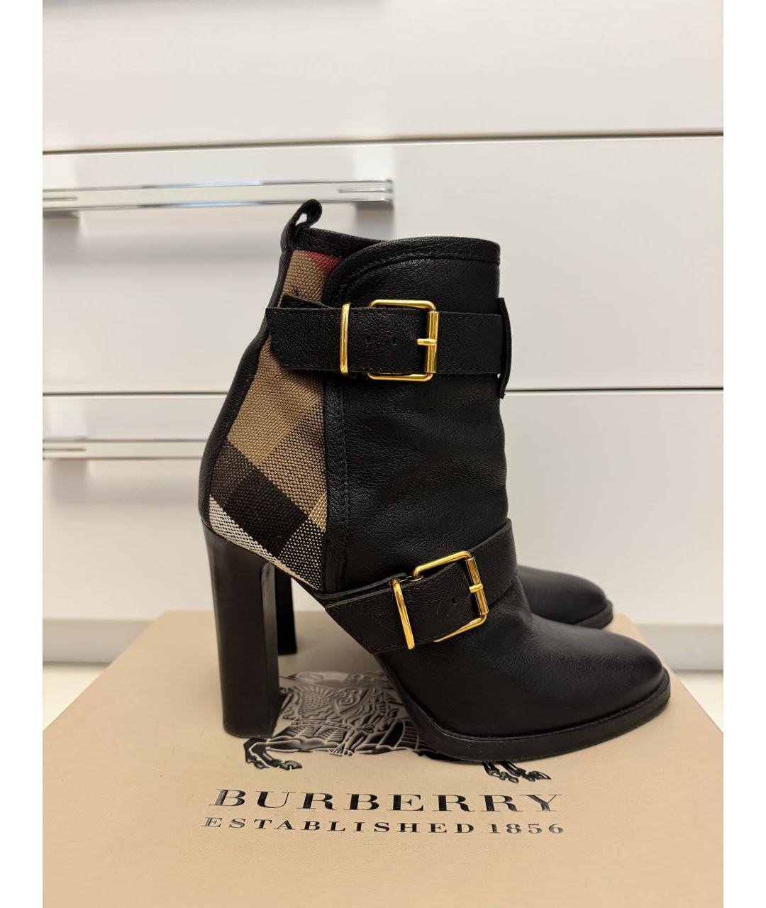 BURBERRY Черные кожаные ботильоны, фото 4
