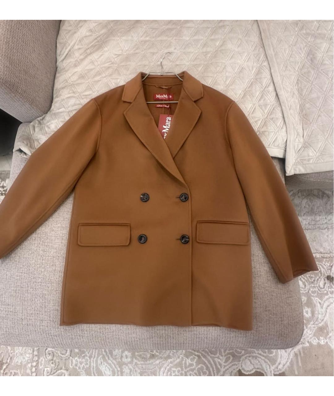 MAX MARA STUDIO Коричневое шерстяное пальто, фото 6