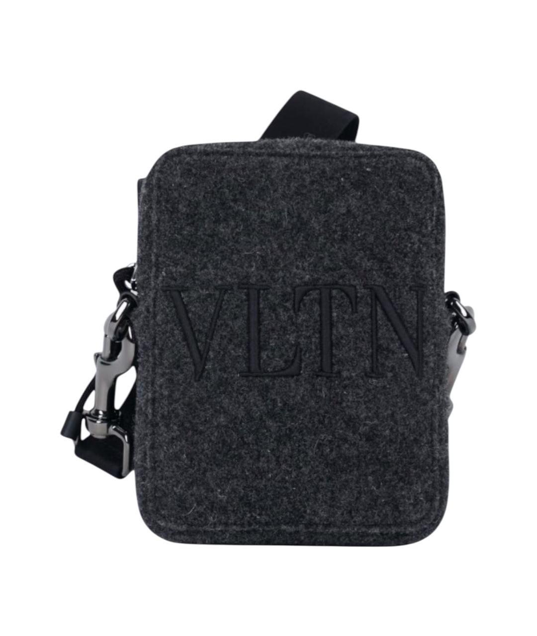 VALENTINO Антрацитовая шерстяная сумка на плечо, фото 2