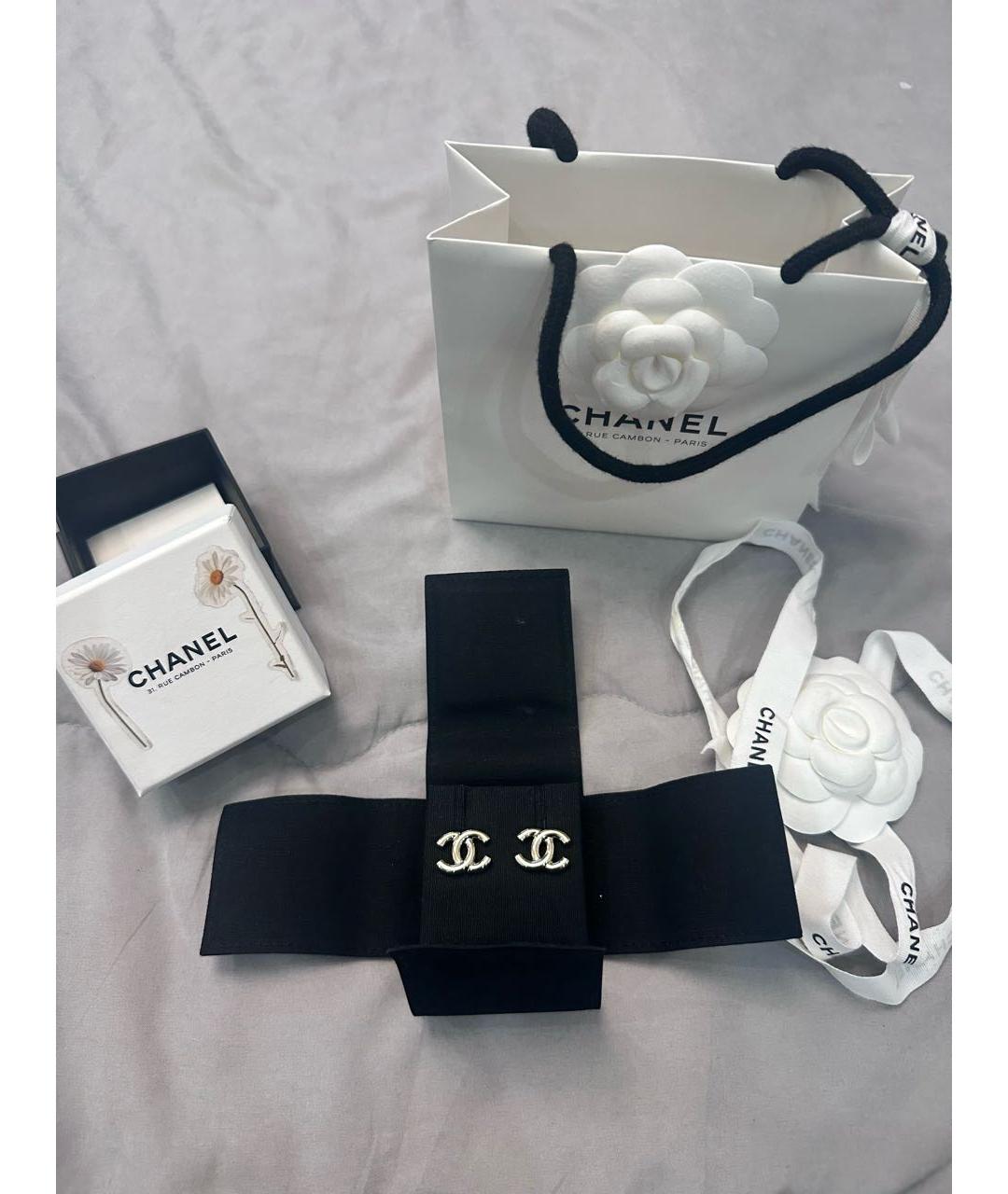 CHANEL Золотые латунные серьги, фото 4