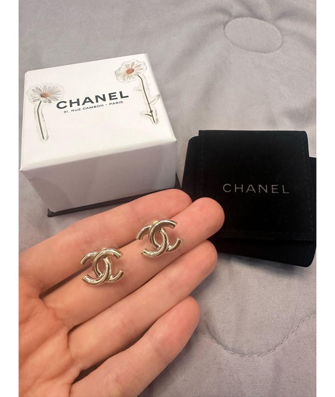 CHANEL Золотые латунные серьги, фото 8
