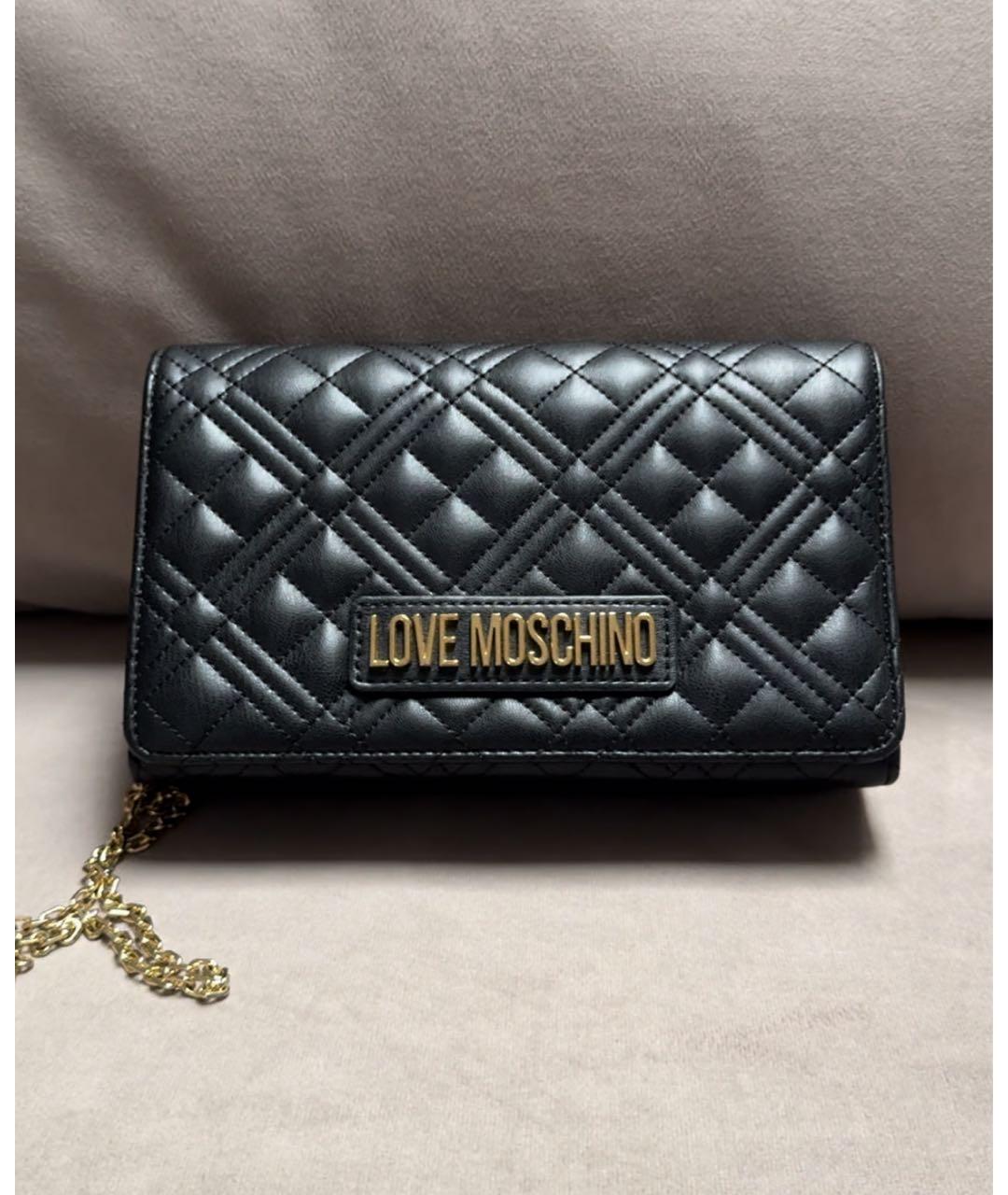 LOVE MOSCHINO Черная кожаная сумка через плечо, фото 5