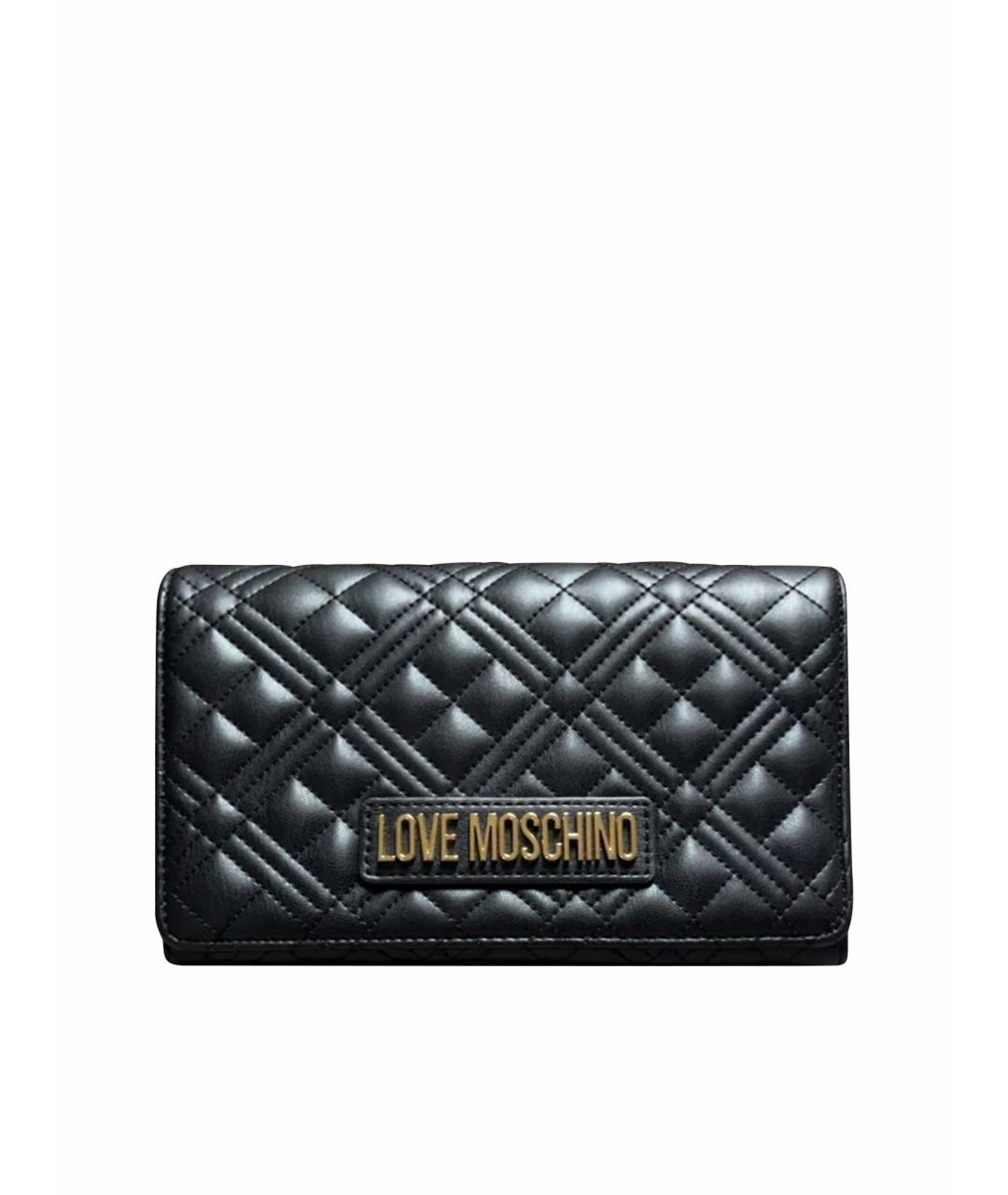 LOVE MOSCHINO Черная кожаная сумка через плечо, фото 1
