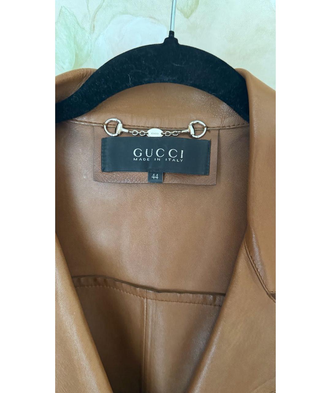 GUCCI Коричневая кожаная куртка, фото 3
