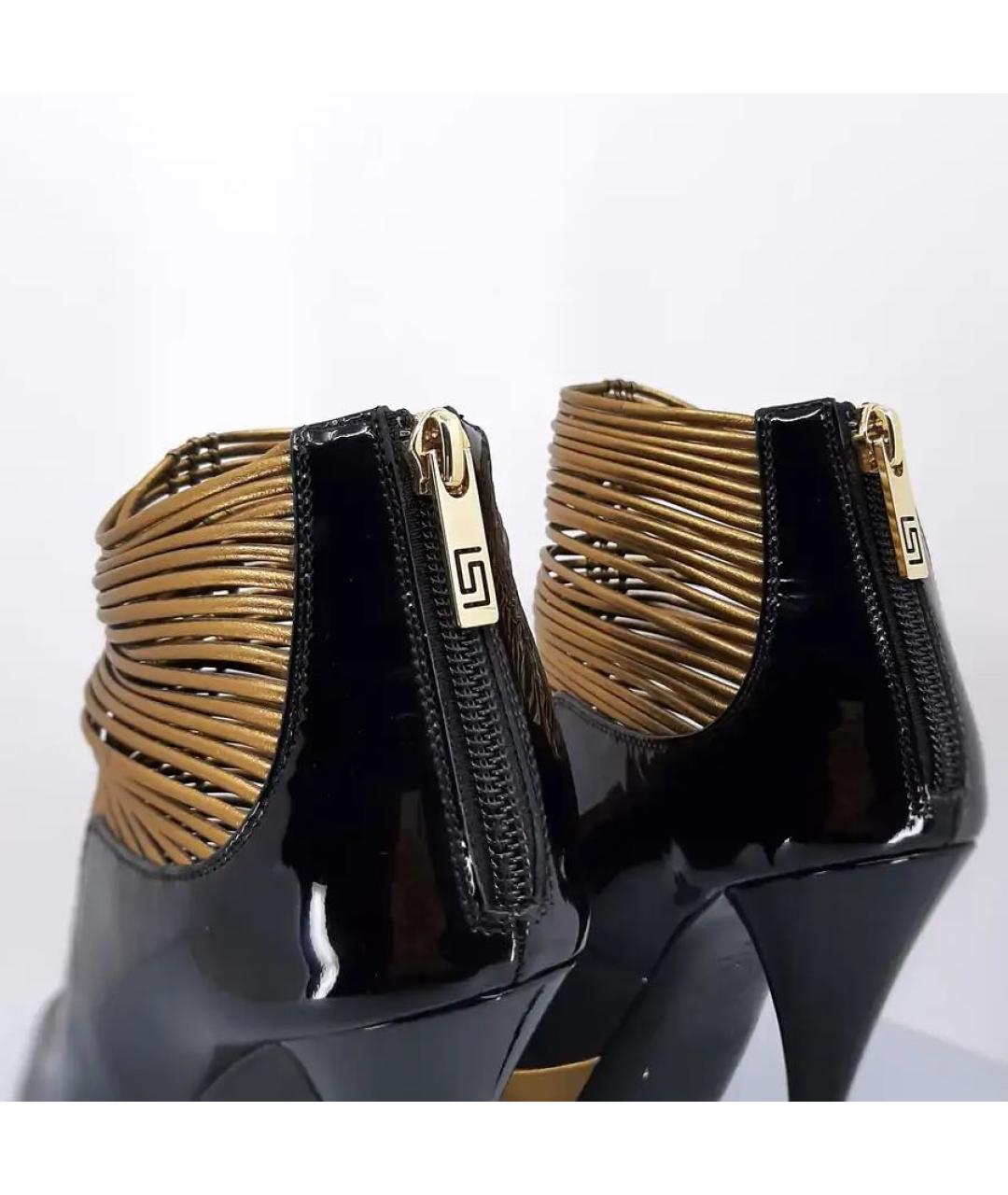 VERSACE Черные босоножки из лакированной кожи, фото 7
