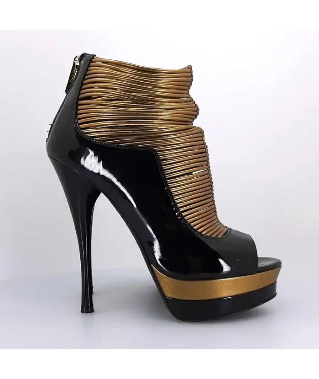 VERSACE Черные босоножки из лакированной кожи, фото 8