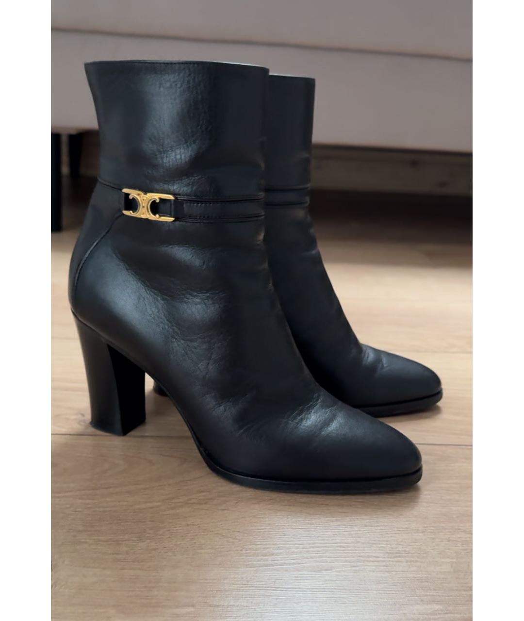 CELINE Черные кожаные ботильоны, фото 7