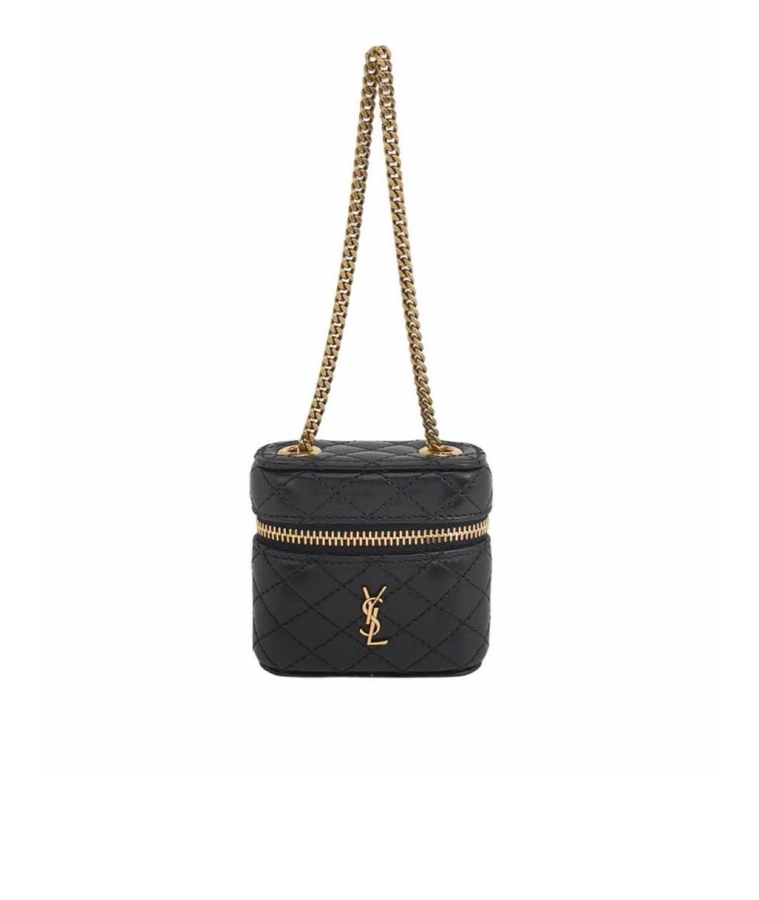 SAINT LAURENT Черная кожаная сумка с короткими ручками, фото 1