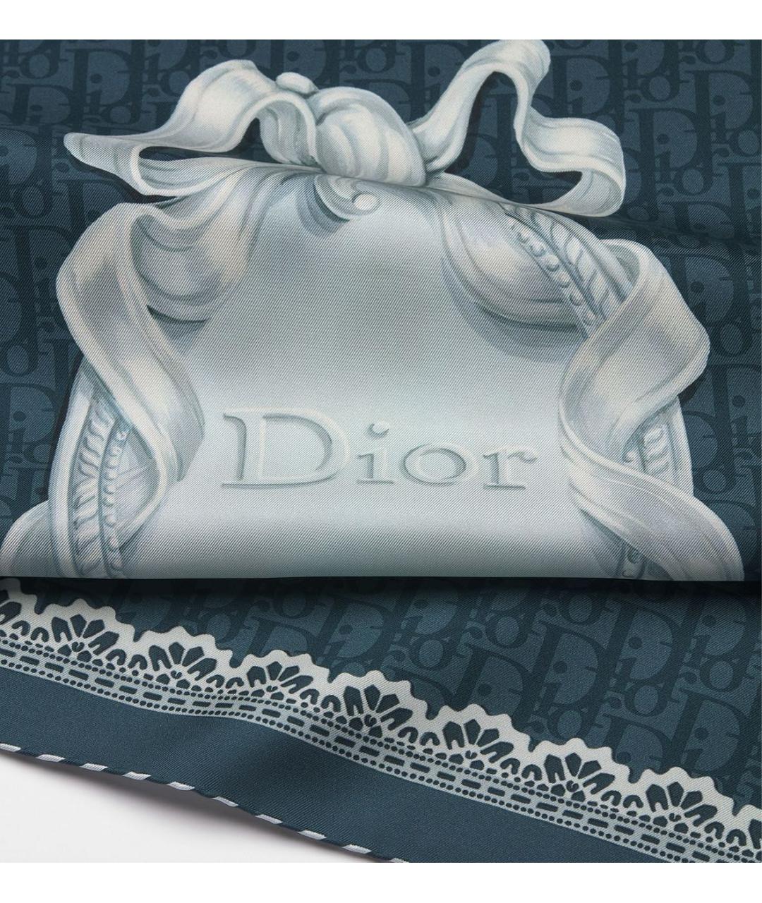 CHRISTIAN DIOR Синий шелковый платок, фото 4