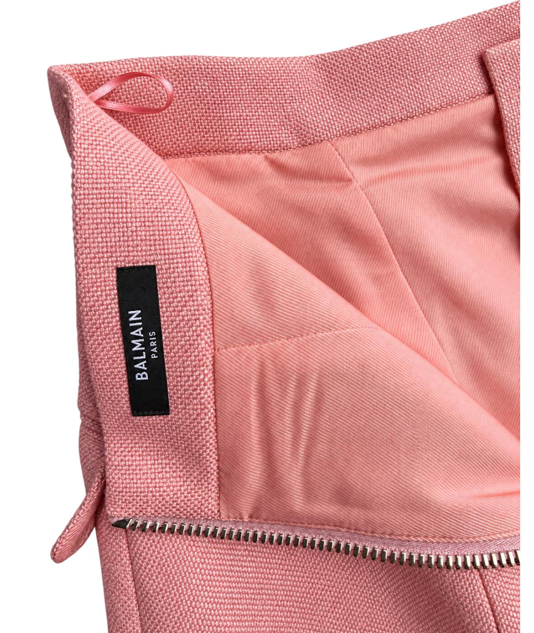BALMAIN Розовая твидовая юбка мини, фото 3