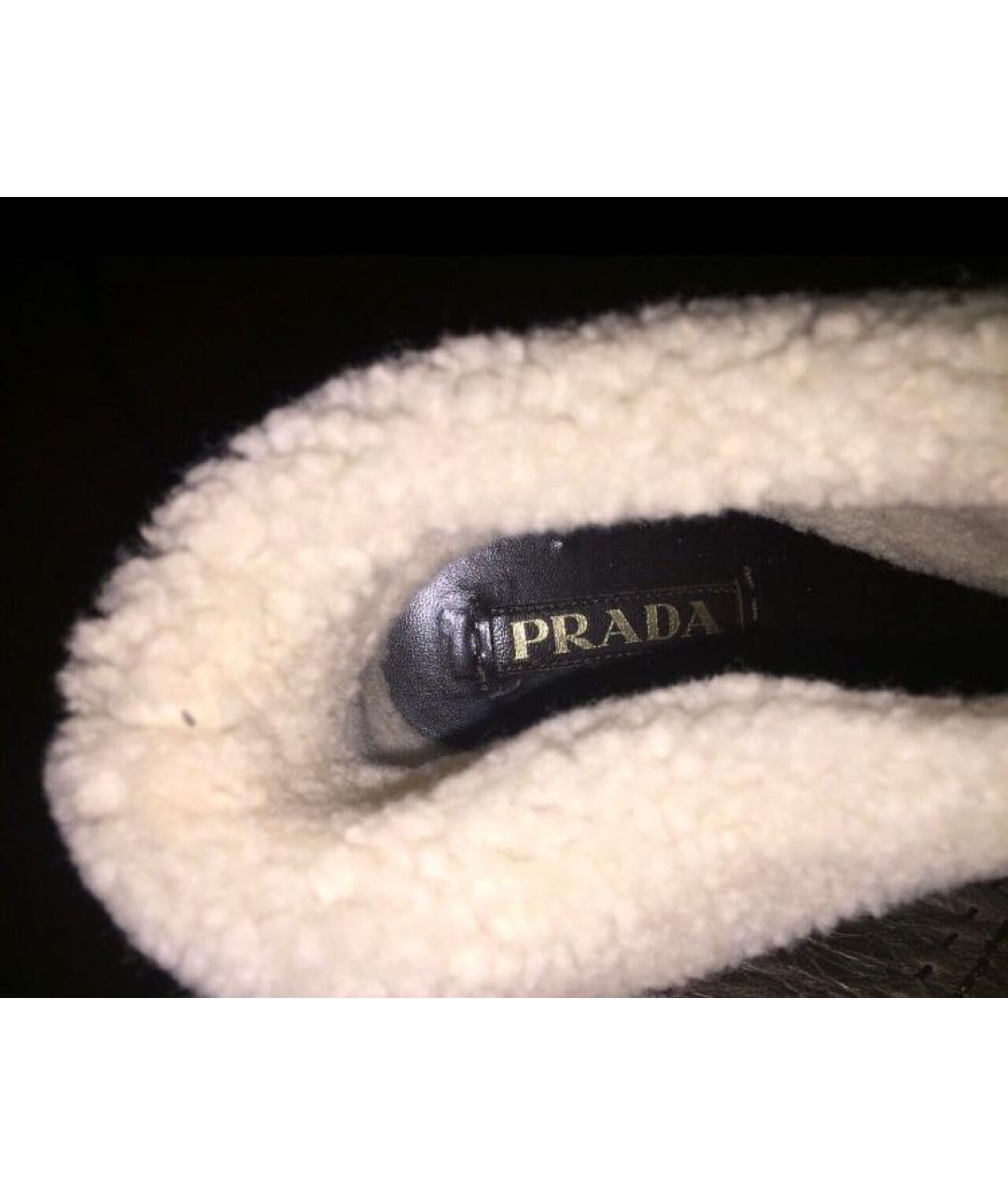 PRADA Серые кожаные ботильоны, фото 6