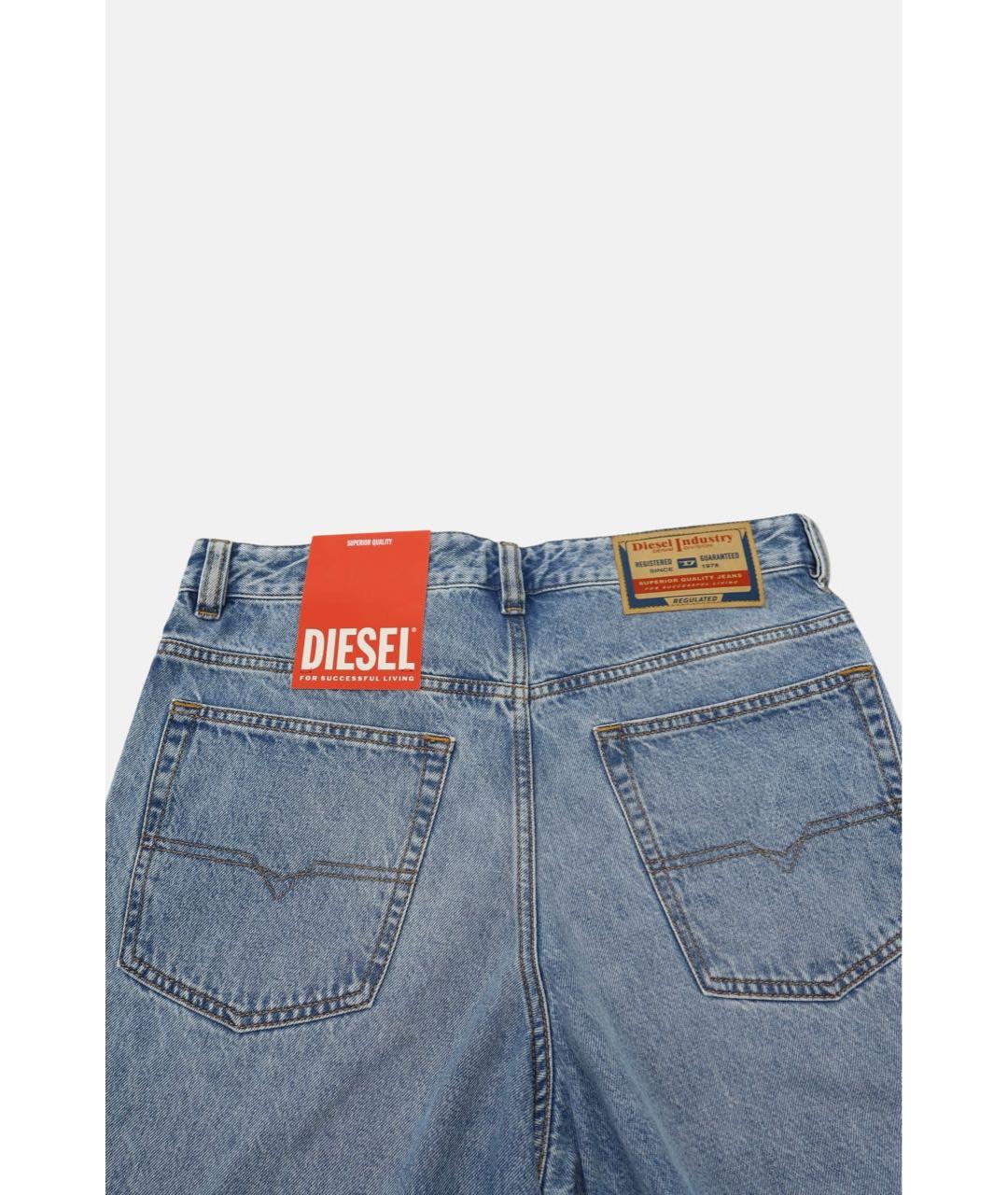 DIESEL Голубые хлопковые прямые джинсы, фото 6