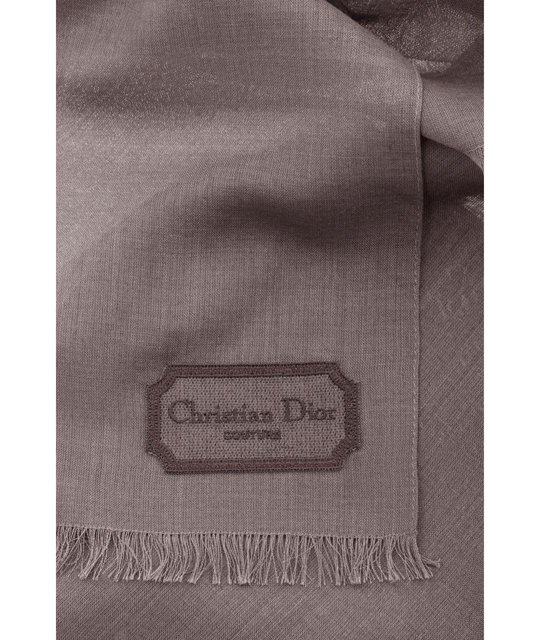 CHRISTIAN DIOR Коричневый кашемировый шарф, фото 3