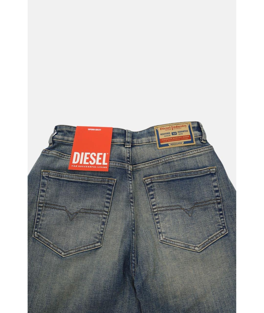 DIESEL Голубые хлопковые прямые джинсы, фото 6