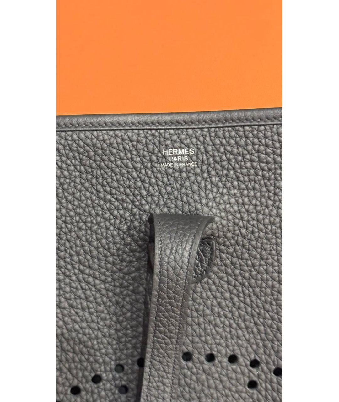 HERMES Черная кожаная сумка тоут, фото 4