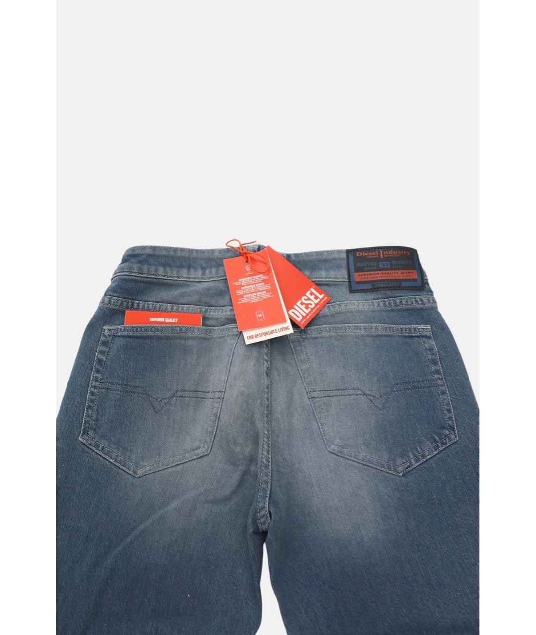 DIESEL Голубые хлопковые прямые джинсы, фото 6