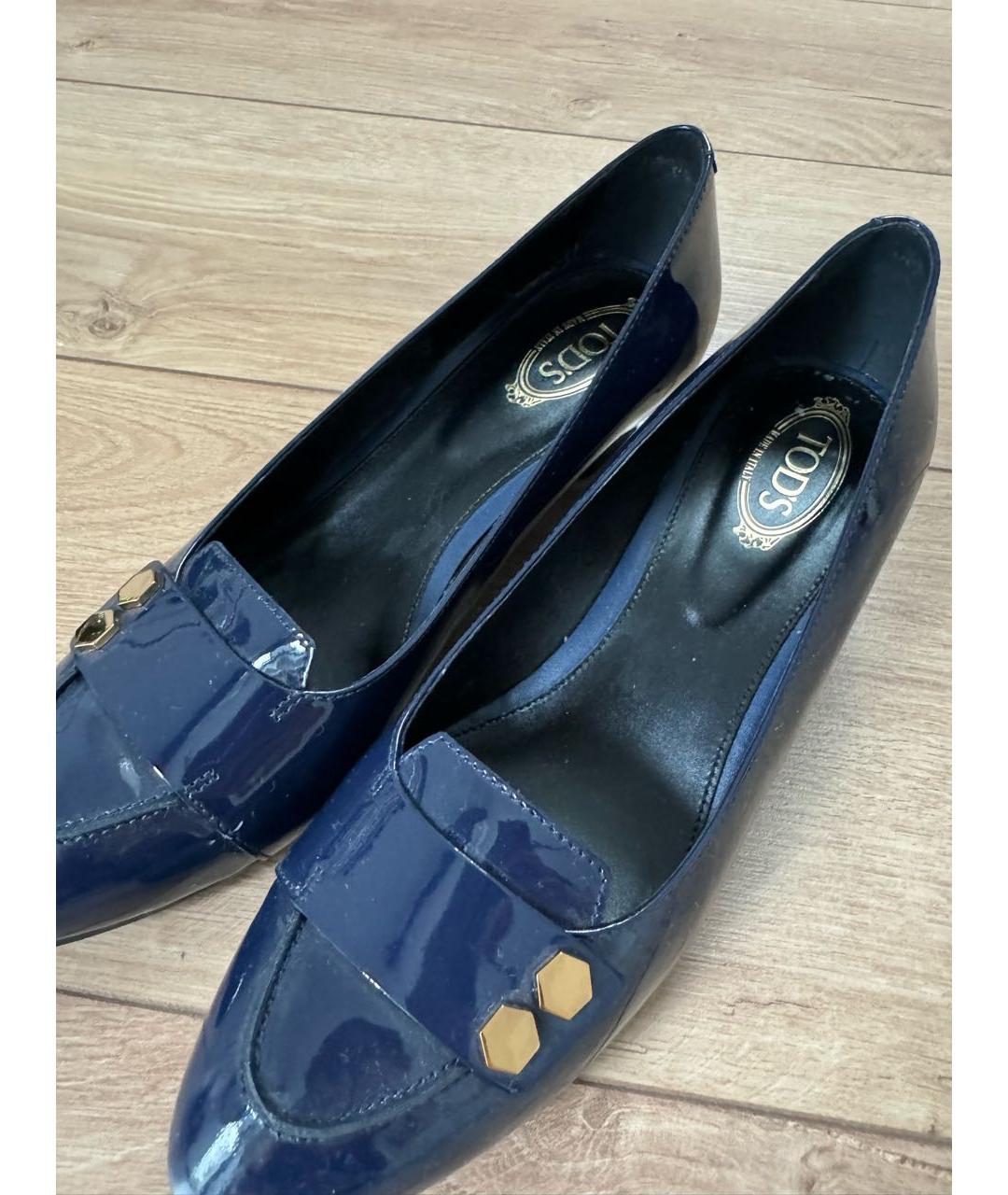 TOD'S Темно-синие туфли из лакированной кожи, фото 6