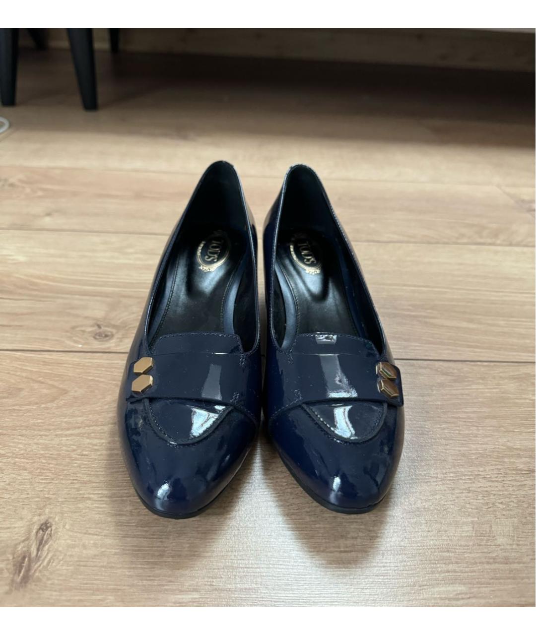 TOD'S Темно-синие туфли из лакированной кожи, фото 2