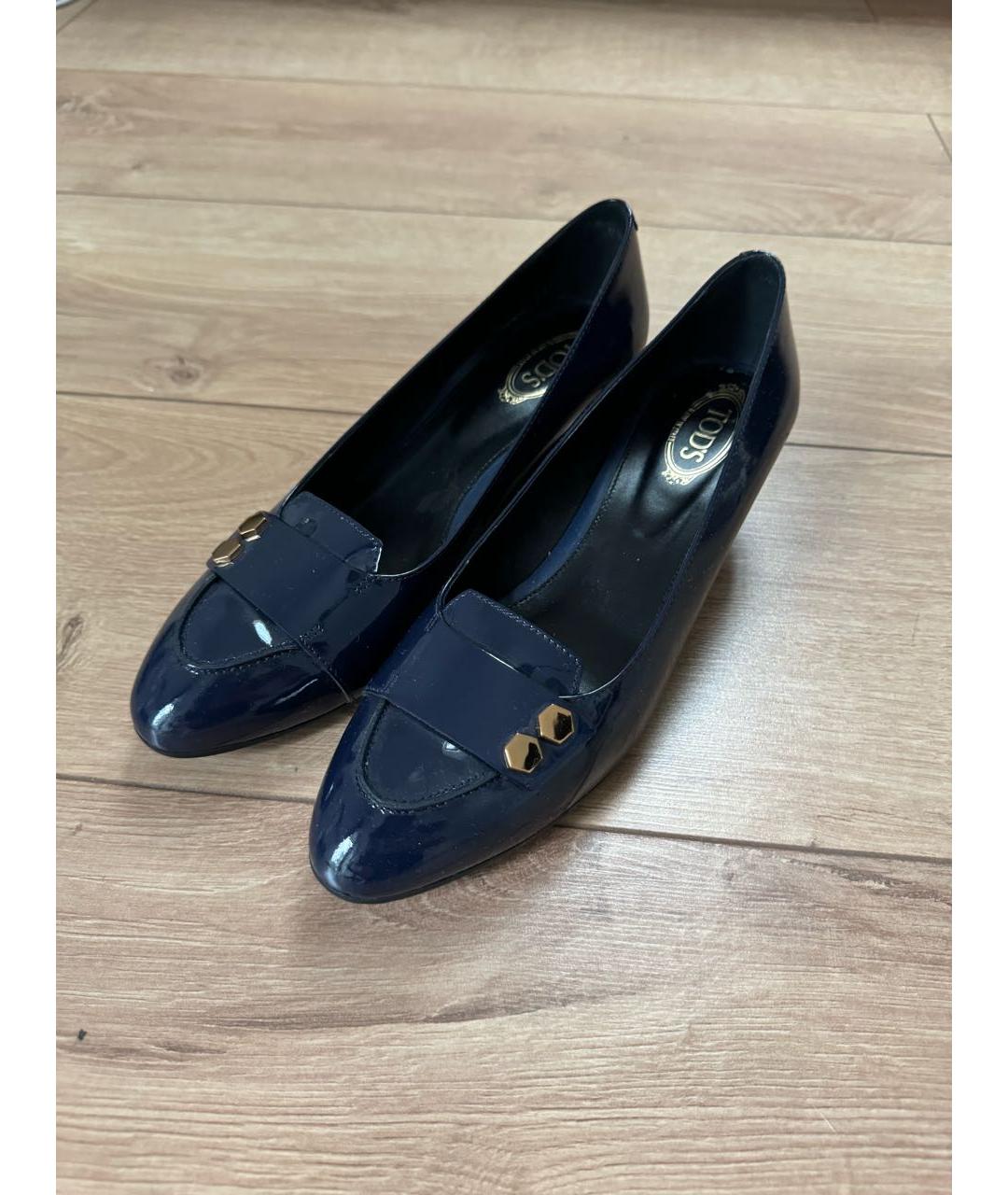 TOD'S Темно-синие туфли из лакированной кожи, фото 5