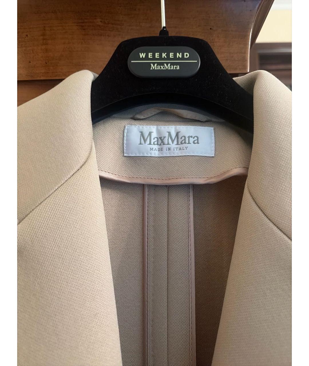 MAX MARA Бежевое хлопко-эластановое пальто, фото 3