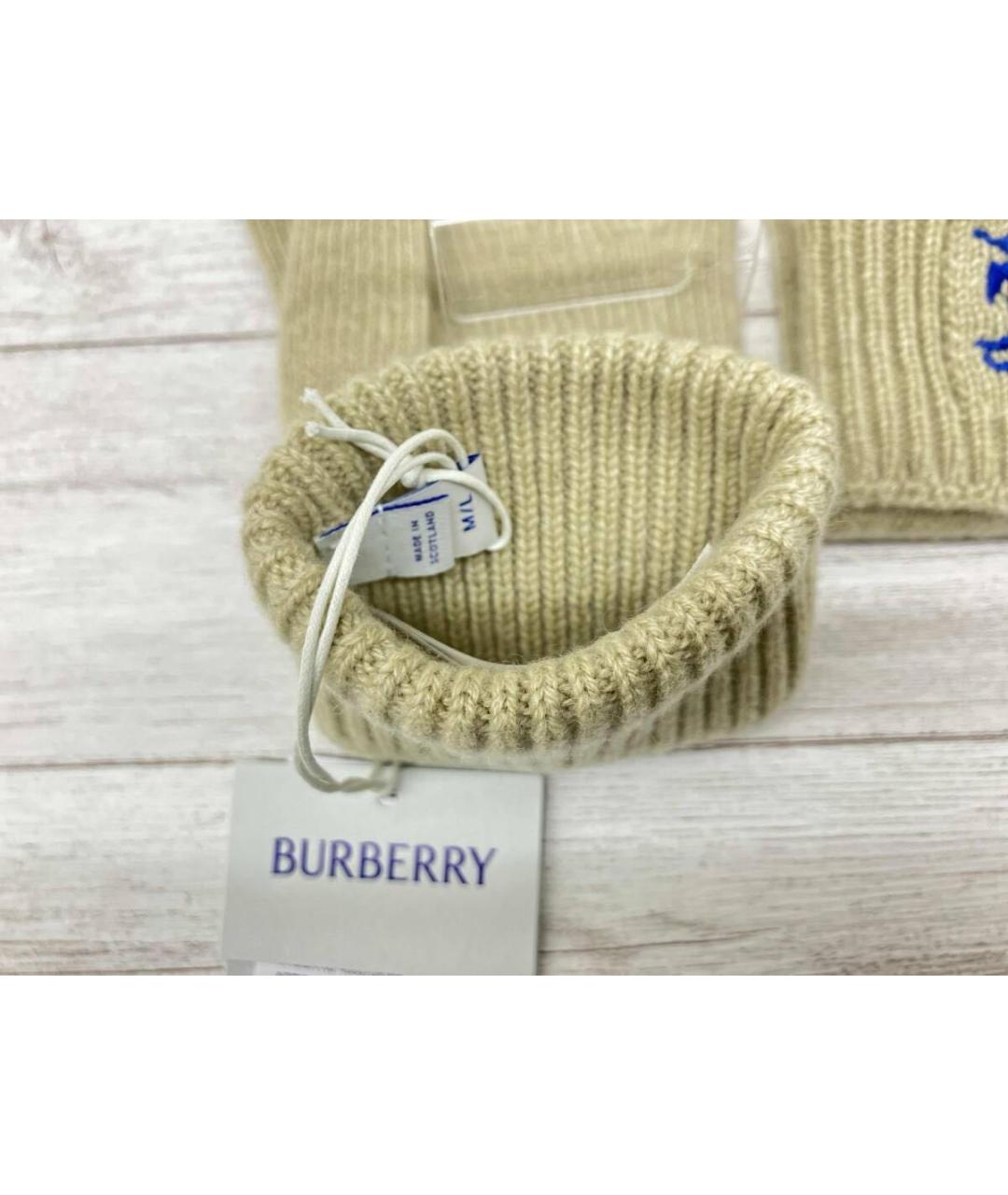 BURBERRY Хаки кашемировые перчатки, фото 4