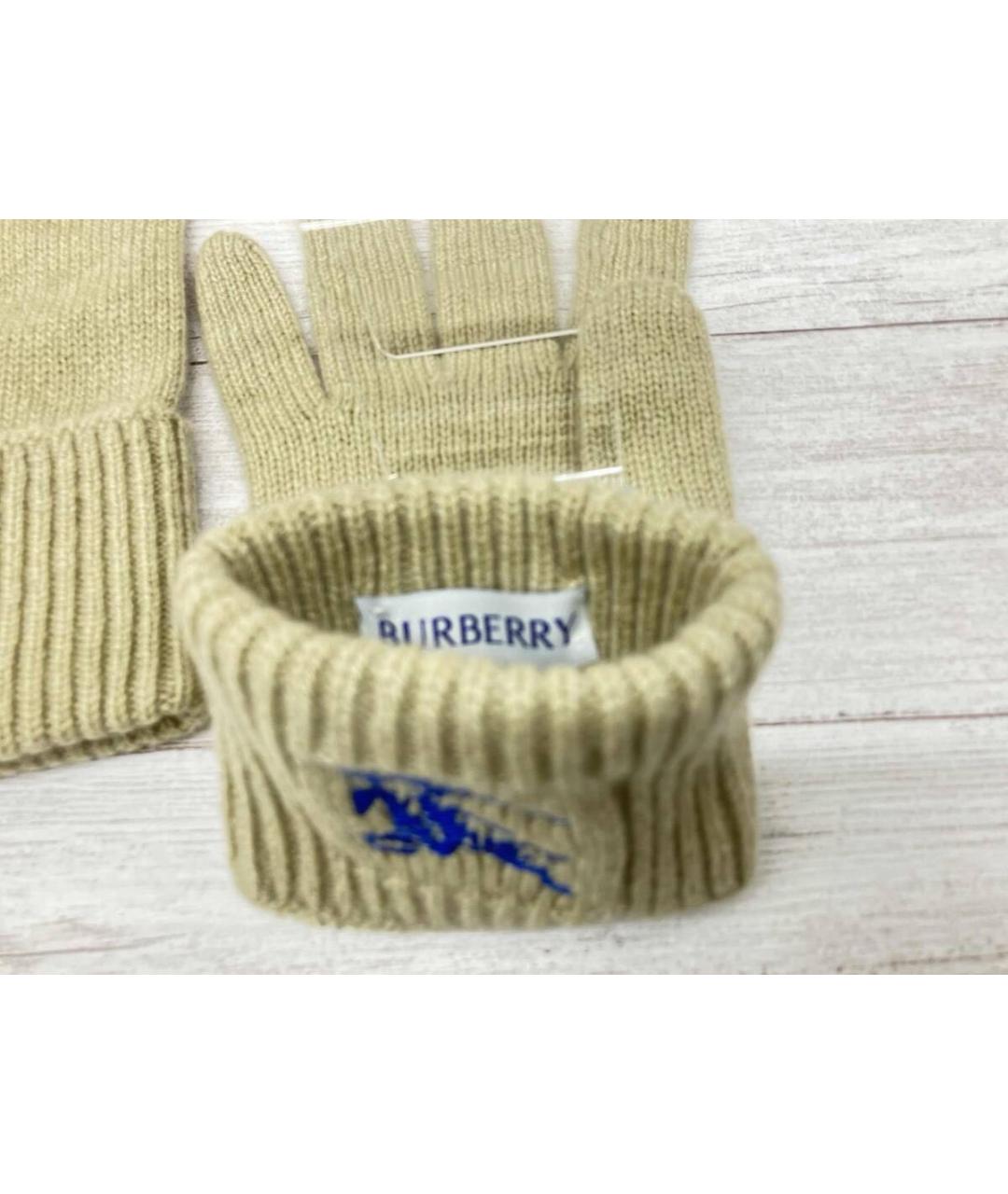 BURBERRY Хаки кашемировые перчатки, фото 3