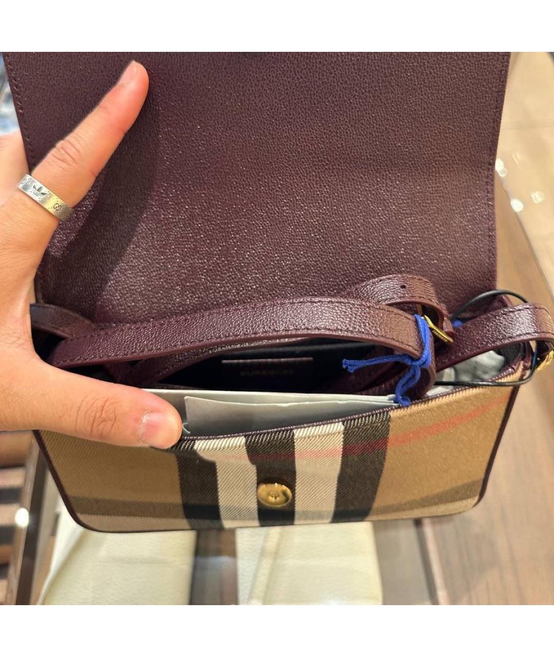 BURBERRY Бордовая кожаная сумка через плечо, фото 3