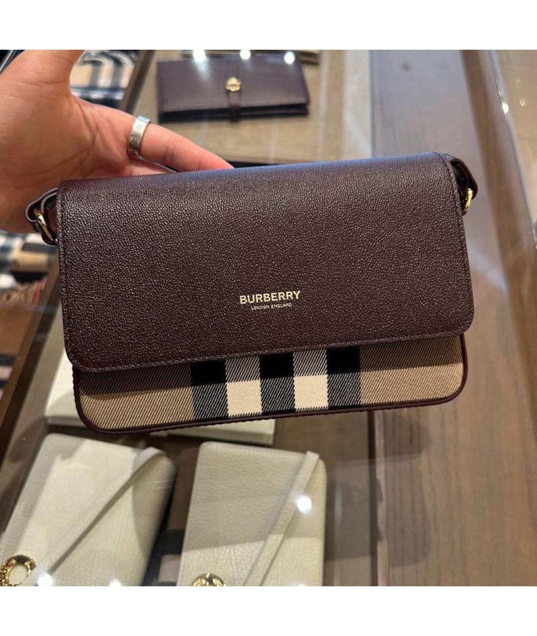 BURBERRY Бордовая кожаная сумка через плечо, фото 5