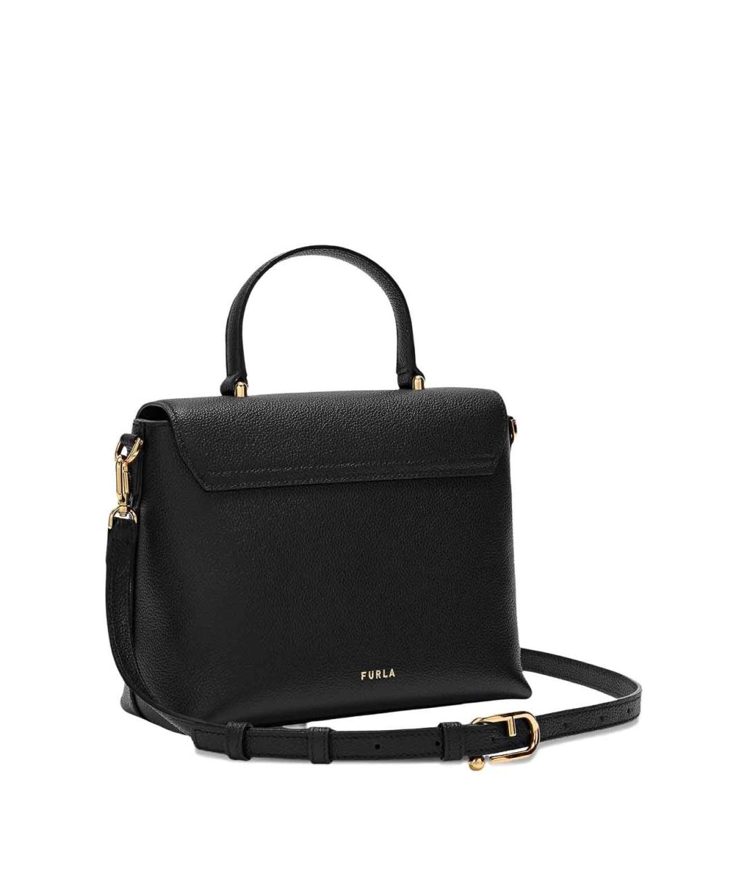 FURLA Черная кожаная сумка с короткими ручками, фото 3