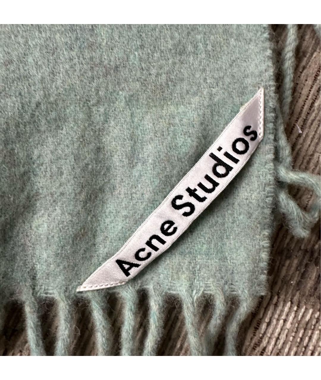 ACNE STUDIOS Бирюзовый кашемировый шарф, фото 6