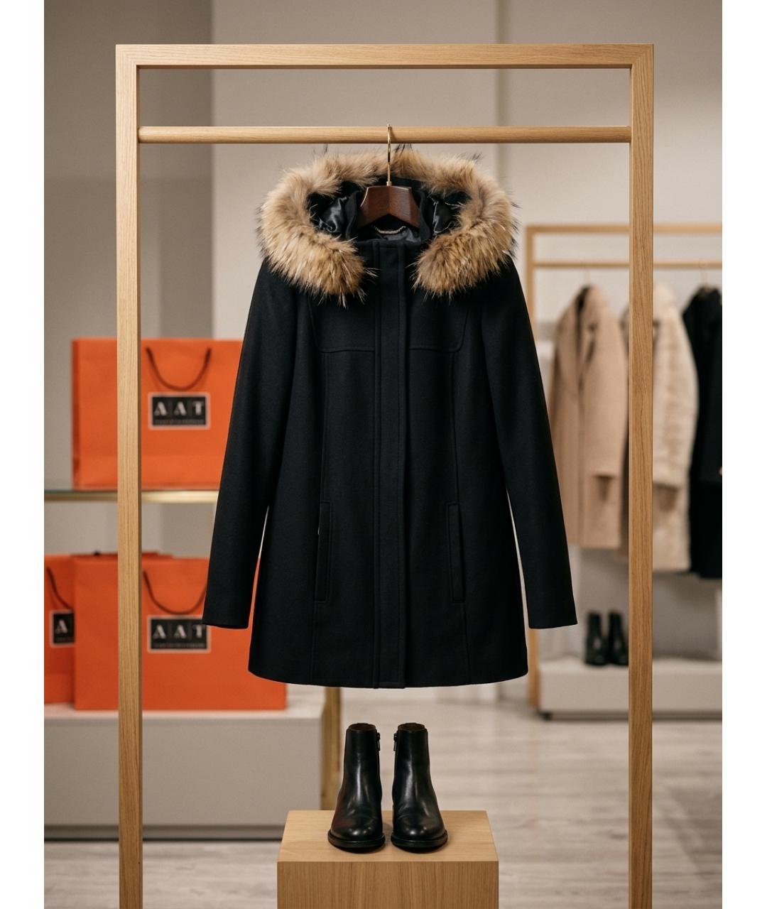 HUGO BOSS Черное шерстяное пальто, фото 4